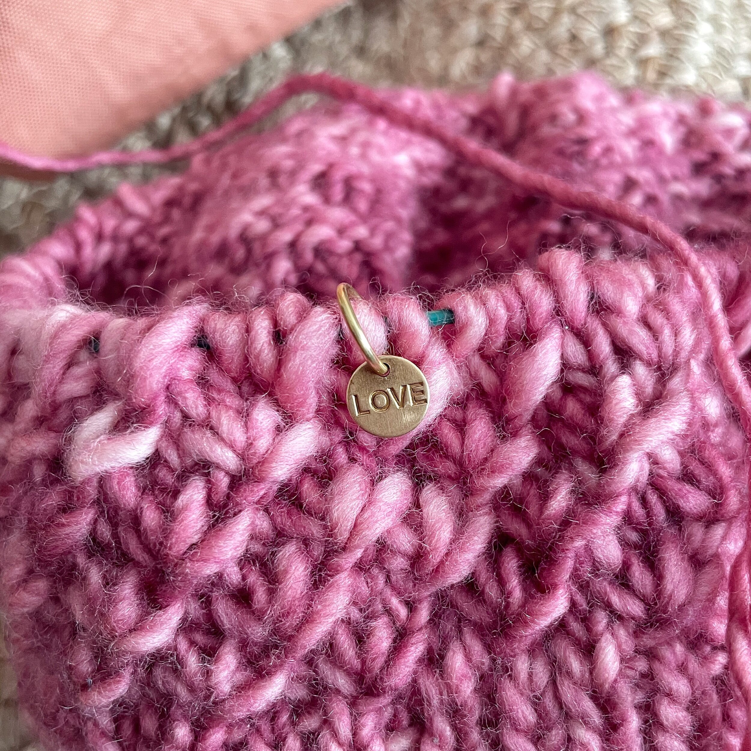 Stitch Marker Size 10 Needles Copper Fiber Knitting Wool Blue