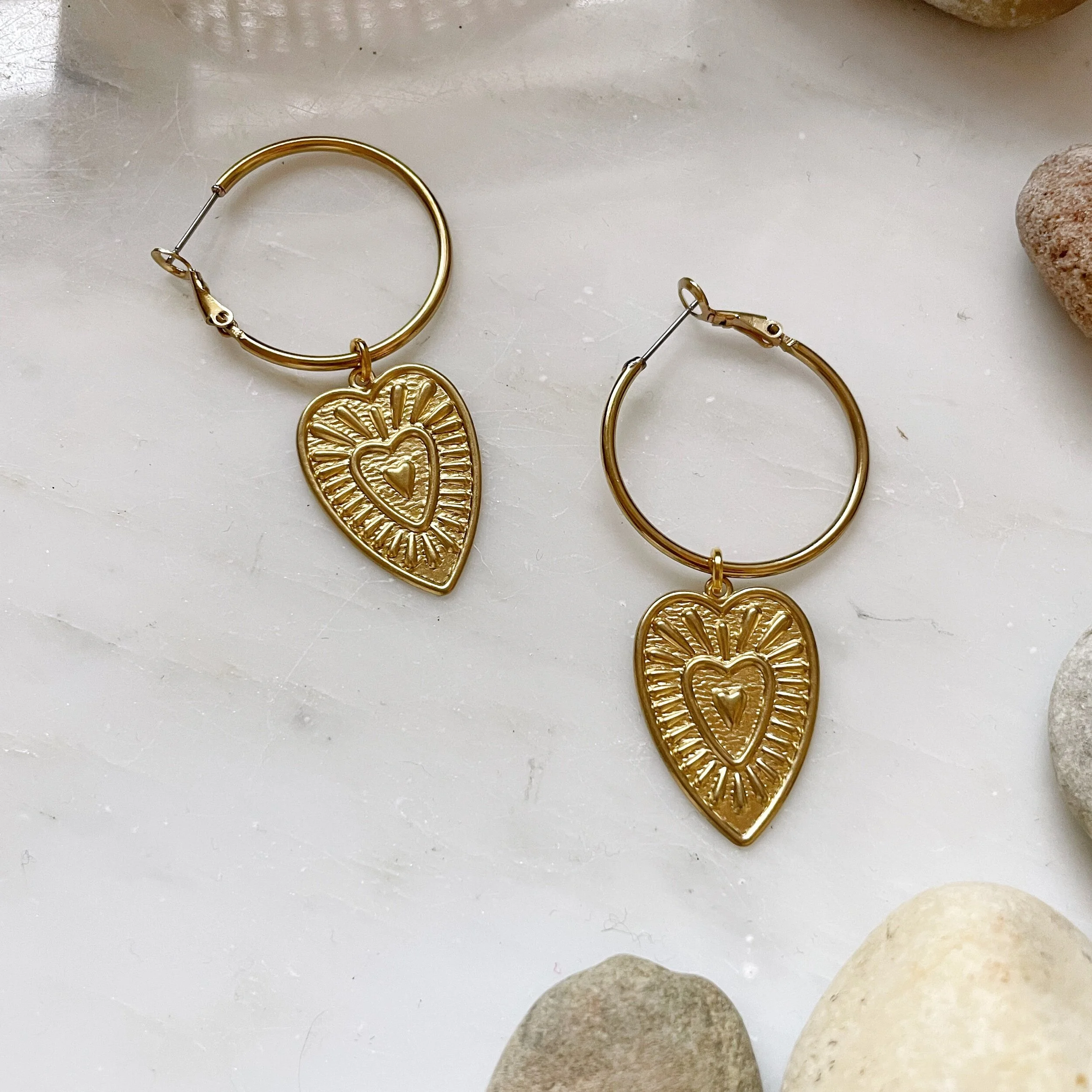 SMALL+ BIG  FULL HEART HOOP EARRINGS