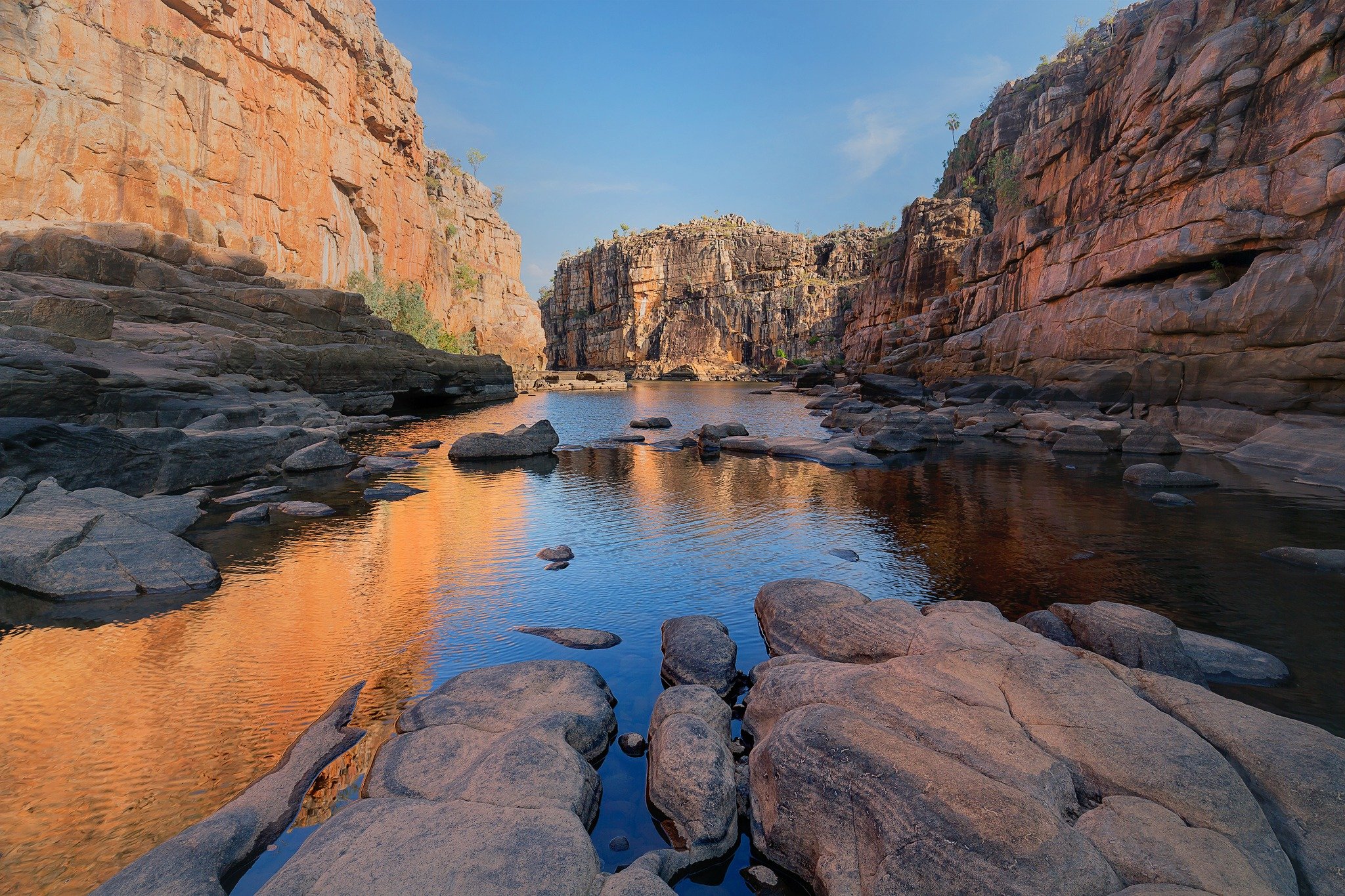 Here's another of my favourite Top End gorges - Nitmiluk!

Katherine Gorge is so easy to explore - this shot was captured a few years ago on a kayaking trip through to the 6th gorge - I camped on a beach just behind the cliff on the left of this imag