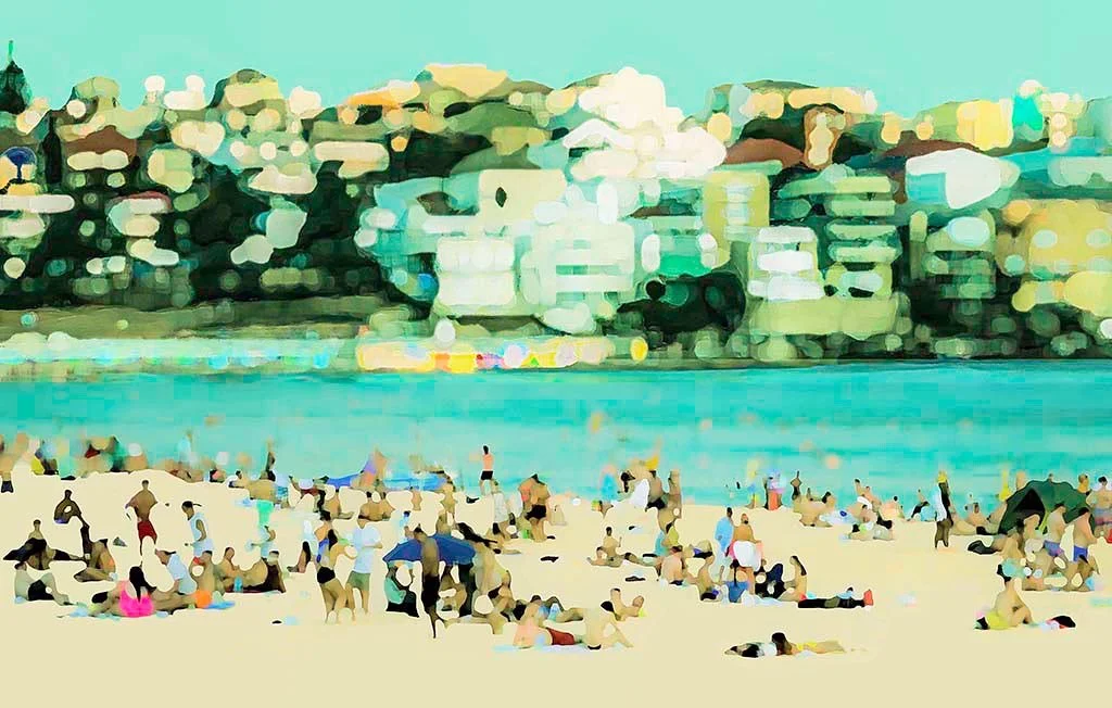 Bondi Burning - 120cm x 80cm printed on 310g cotton rag paper. Unframed or framed in natural victorian ash