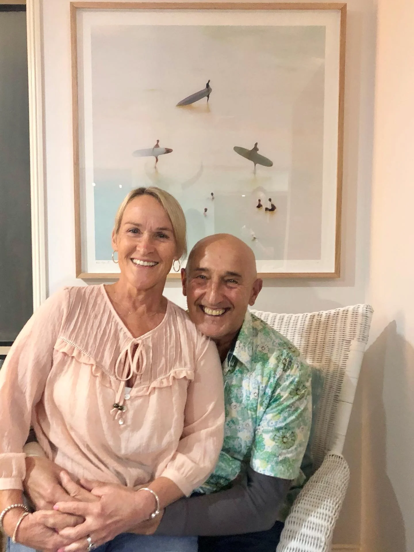 Just recently married Bridget &amp; Walter Mikac at home with their wedding gift, Blue Lagoon 90 x 90cm