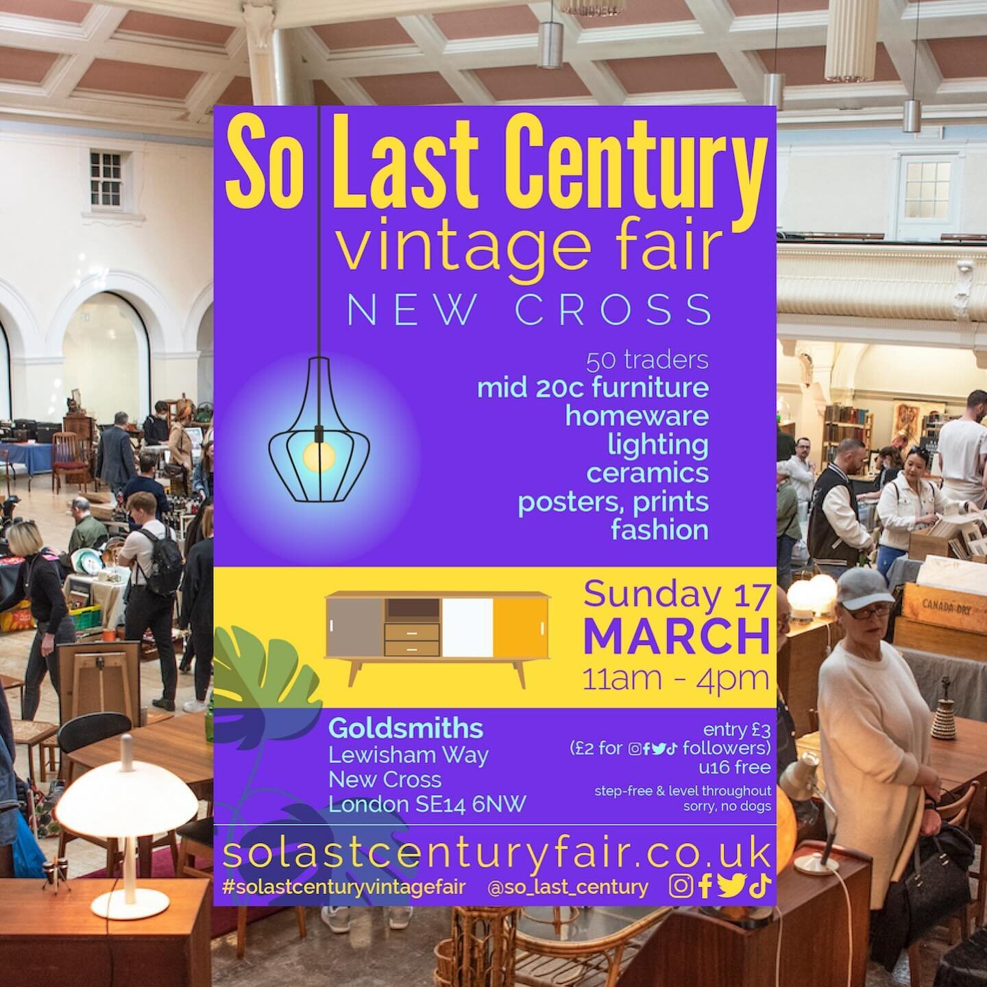 So last Century&rsquo;s Vintage Fair is at Goldsmiths, University of London, this Sunday 17 March✨

40 amazing traders in the University&rsquo;s biggest space, the fantastic Great Hall!

Gorgeous Mid 20th century furniture, lighting, stunning ceramic