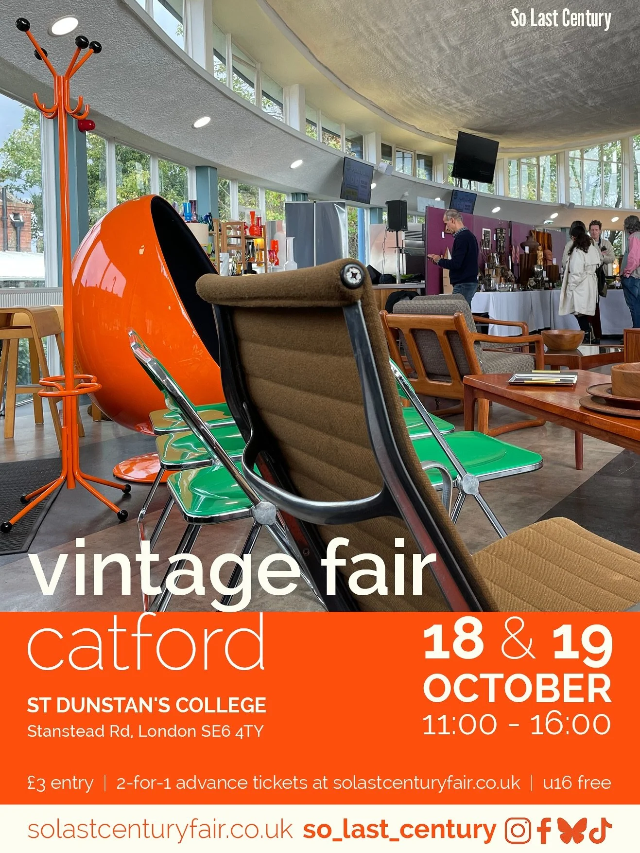 Just a reminder that the Vintage Interiors Market at The HAC, Bow, today has been postponed. New date TBC.

Don&rsquo;t worry, there are more So last Century events coming very soon!
.
.
.
📍18 &amp; 19 October - St Dunstan&rsquo;s College, Catford, 