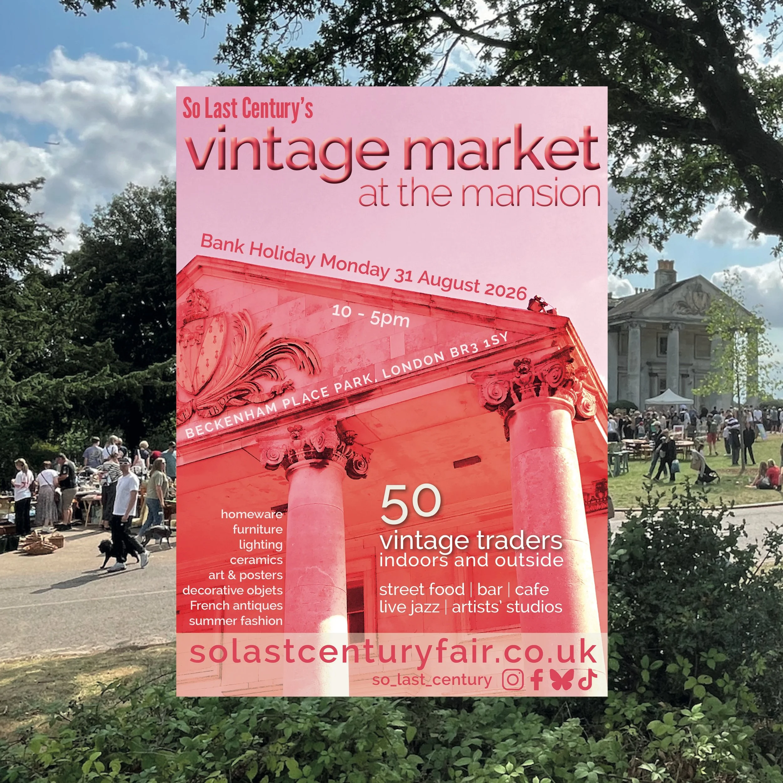 Back in south east London at Beckenham Place Park in a fortnight, with Vintage Market at the Mansion! 🏛️🌿🐾

Bank Holiday Monday 31st August ☀️@beckenhamplace 

50 great vintage dealers outside, and inside the Mansion with plenty of Mid 20th-centur