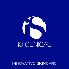 Logo for iS Clinical with the text 'Innovative Skincare' on a blue background.