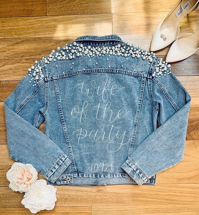 Wife of the party 2.0 ✨
Now is the perfect time to get your jacket orders in for summer and fall brides! Have a great weekend everyone!
.
.
.
.
#bridaljacket #wifeoftheparty #weddingjacket #handpainteddenim #denimjacket #bridejacket #mrsjacket #custo