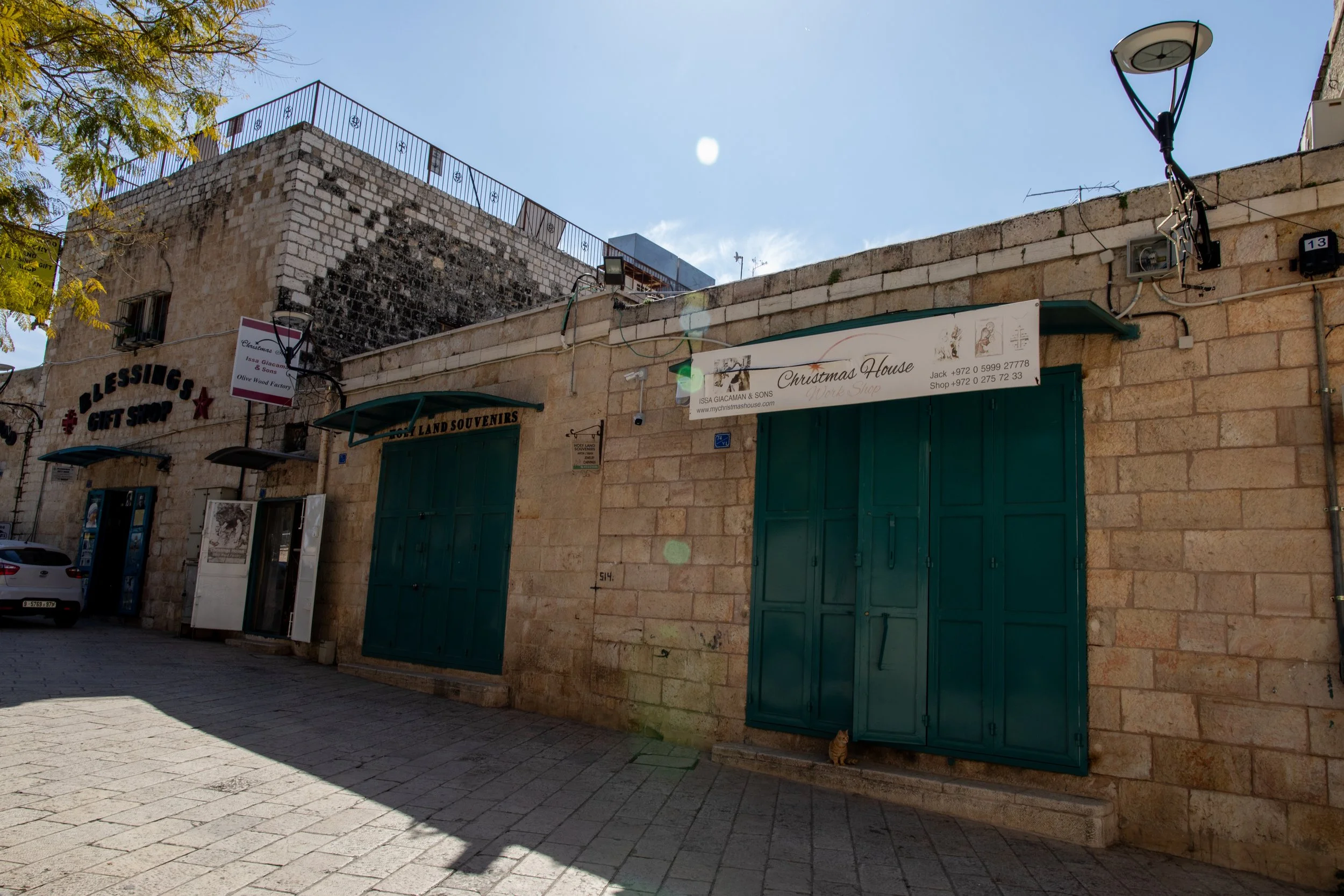  The outside of the My Christmas House workshop and storefront located on Milk Grotto Street in Bethlehem. 