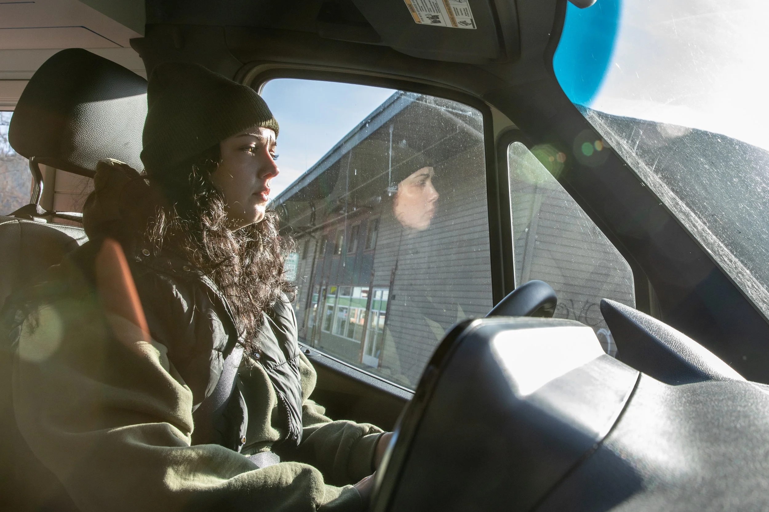 Emily Houck drives T.H.E. Van to park for the day in west Eugene on Wednesday, Feb. 4, 2026. "I would love for T.H.E. Van to be life-changing," Houck said. "And I think that it already is in a lot of ways, but I think that it's creating space and ju