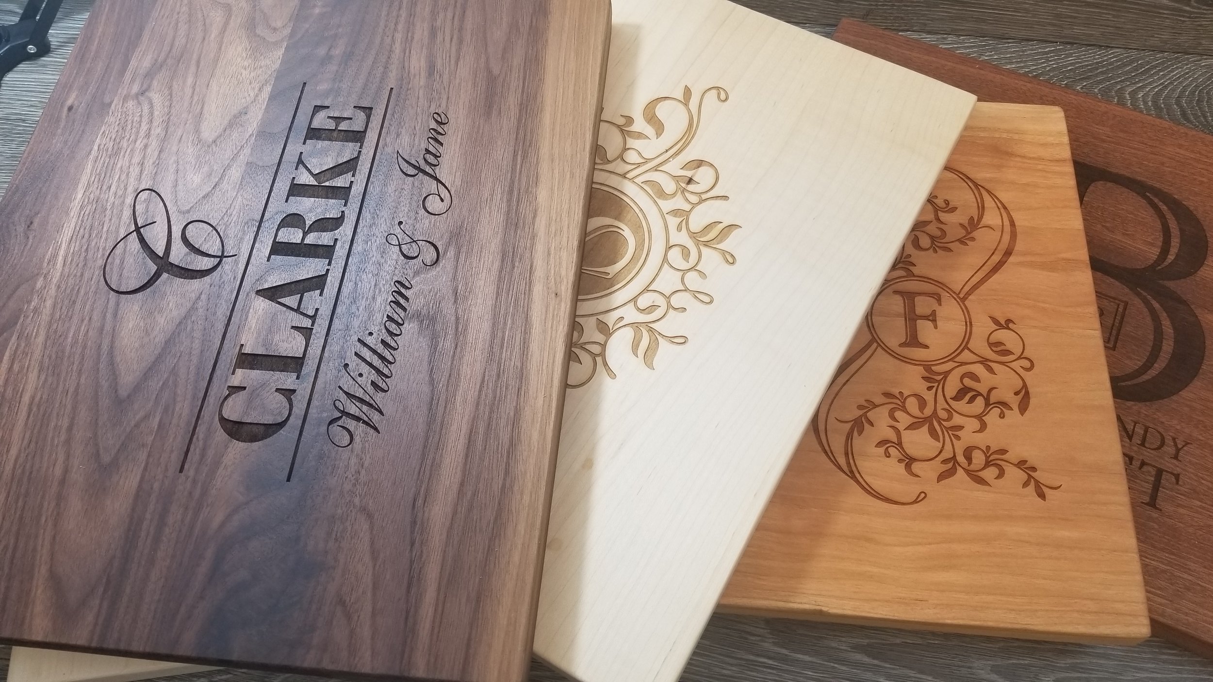 Lovebirds with Branch and Heart Personalized Engraved Custom Cutting Board Walnut Sapele or Maple #25