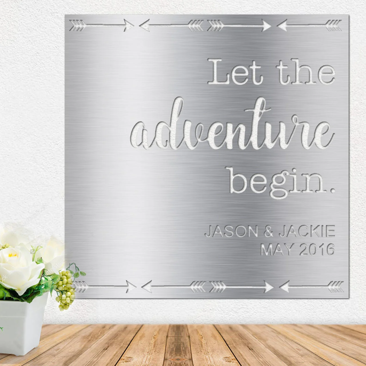 "Let the Adventure Begin" - Metal Wall Art - 19" x 19"
