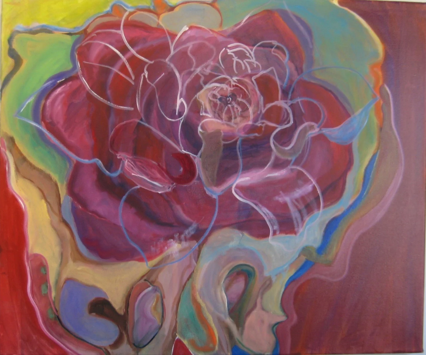 Red Rose in Pelvis Bone 32"x38" 2016 oil on linen $1100