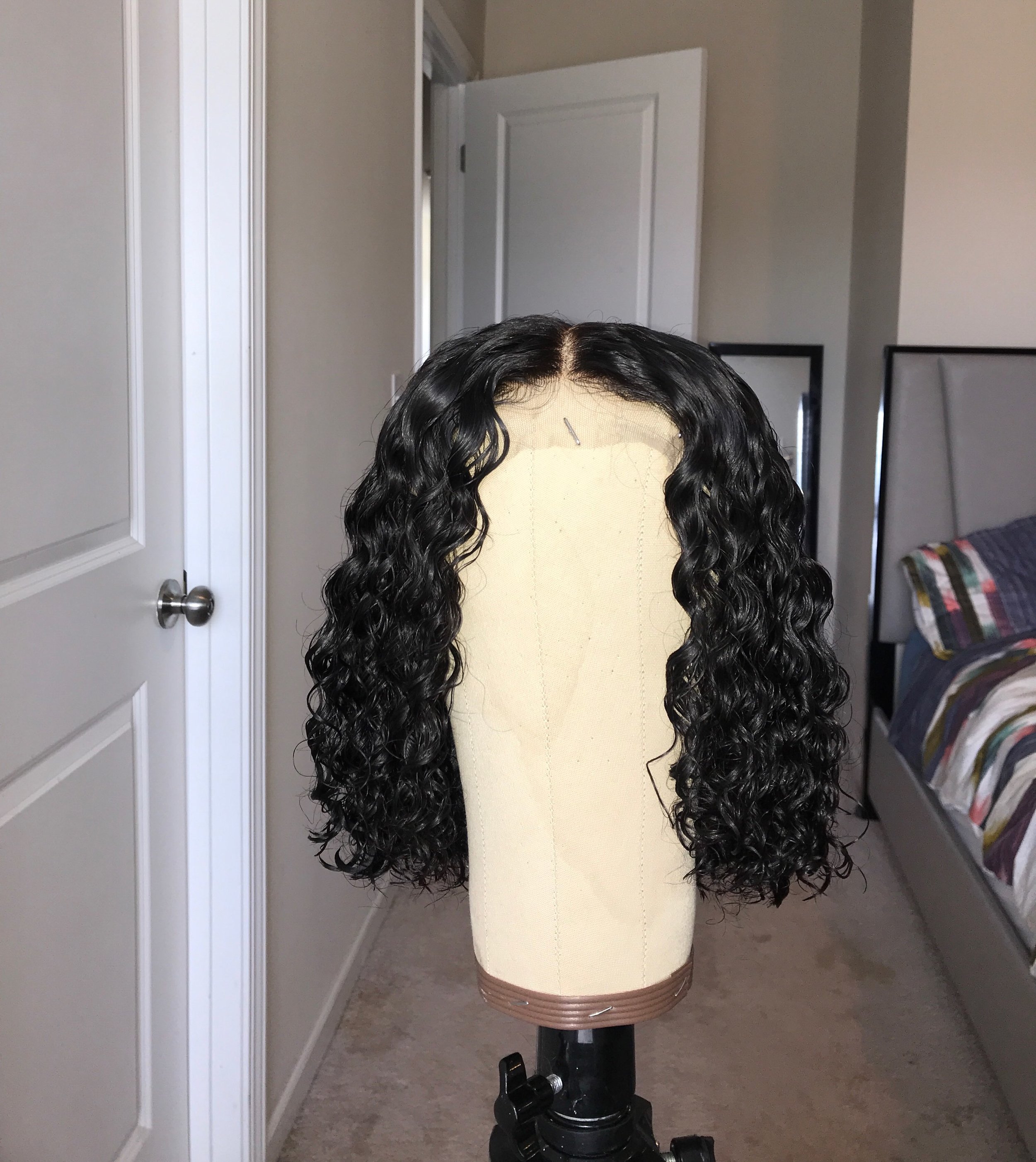 Curly blunt cut bob