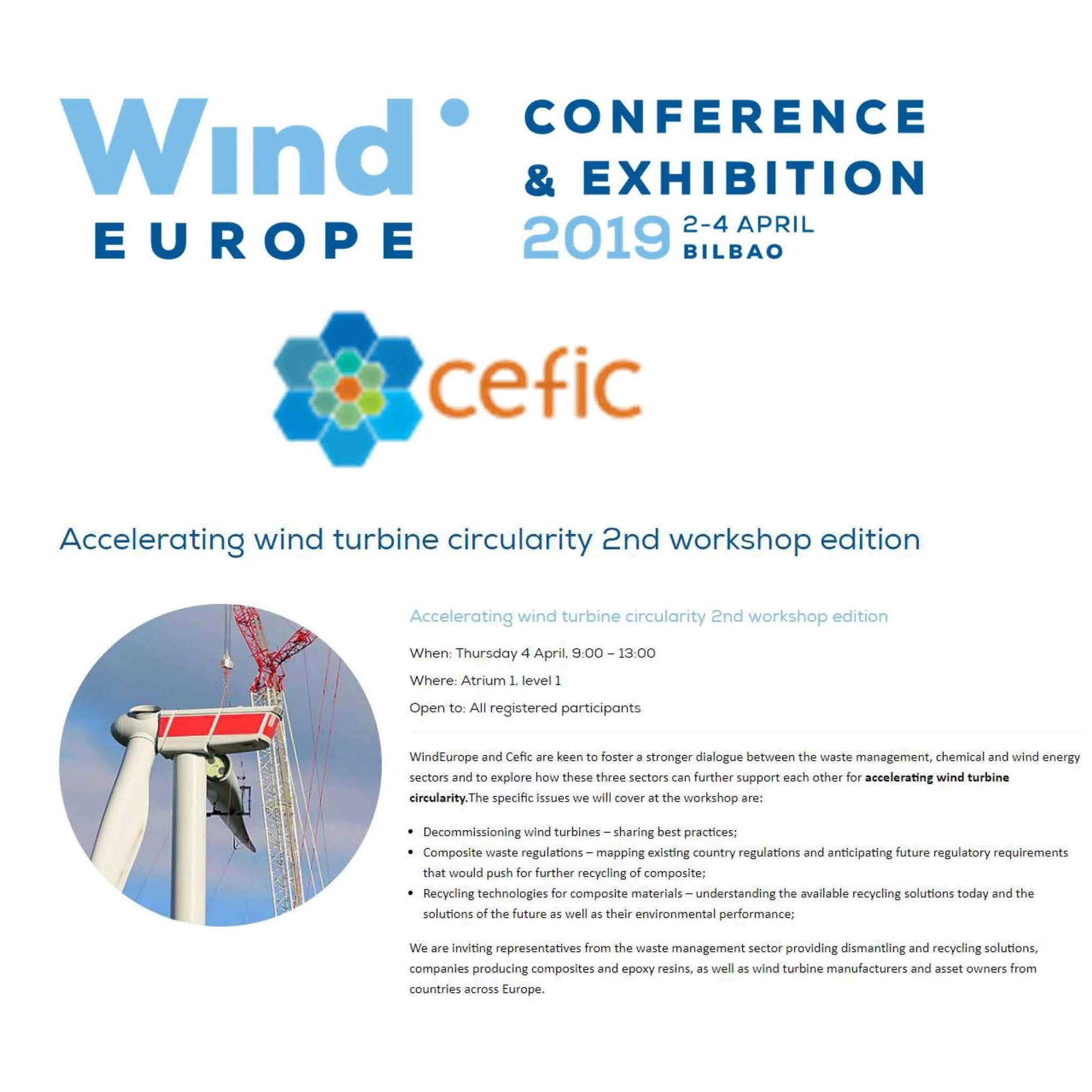 Re-Wind at WindEurope 2019 Bilbao Spain April 2-4 2019