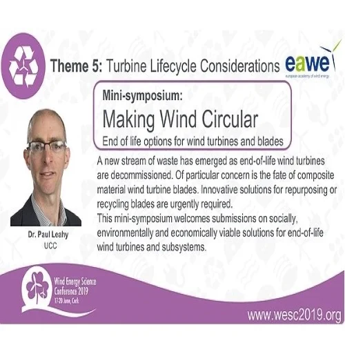 Re-Wind is hosting a mini-symposium entitled "Making Wind Circular" at the Wind Energy Science Conference, Cork, Ireland, June 17th-20th, 2019