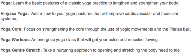 Different forms of yoga courtesy of usca.edu