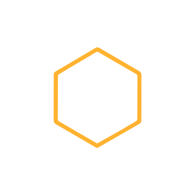 Пропусти сота. Желтый шестиугольник. Сота одна на прозрачном фоне. Сота контур. Оранжевый шестиугольник стекло.