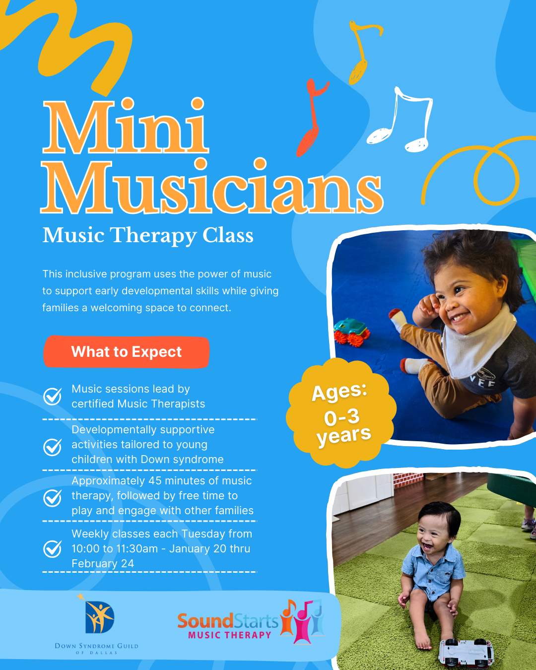 Mini Musicians (Weekly Music Therapy Class for Children with Down Syndrome Ages 0–3)