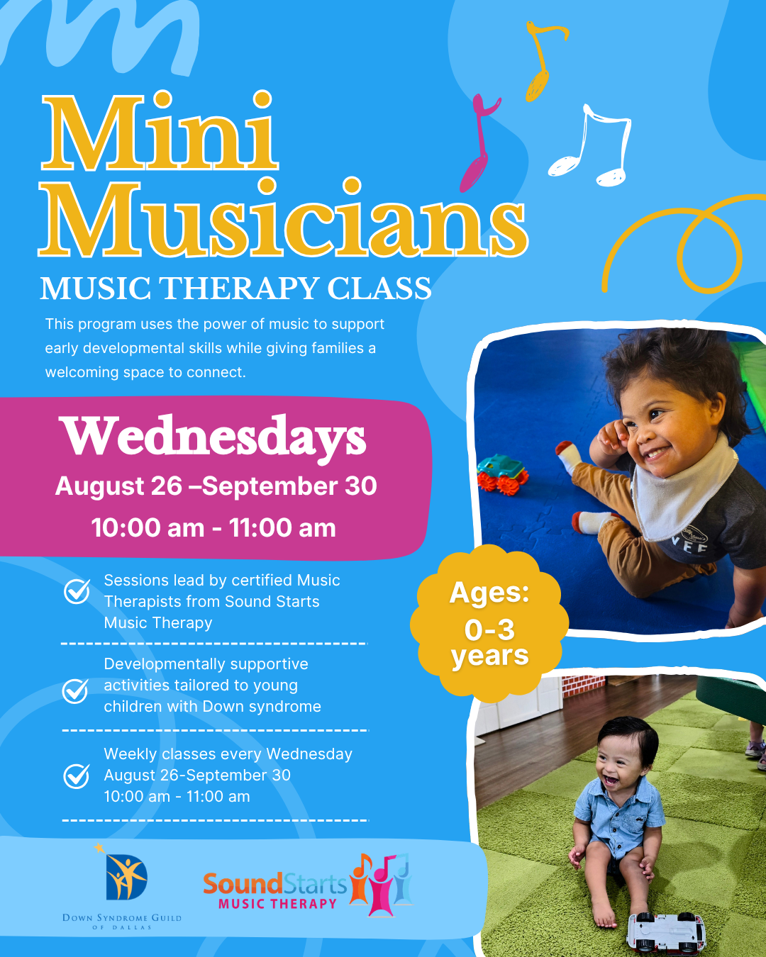 Mini Musicians (Weekly Music Therapy Class for Children with Down Syndrome Ages 0–3)
