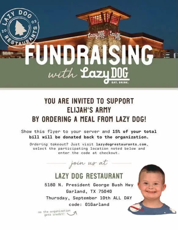 🍽️ Support Elijah’s Army at Lazy Dog!