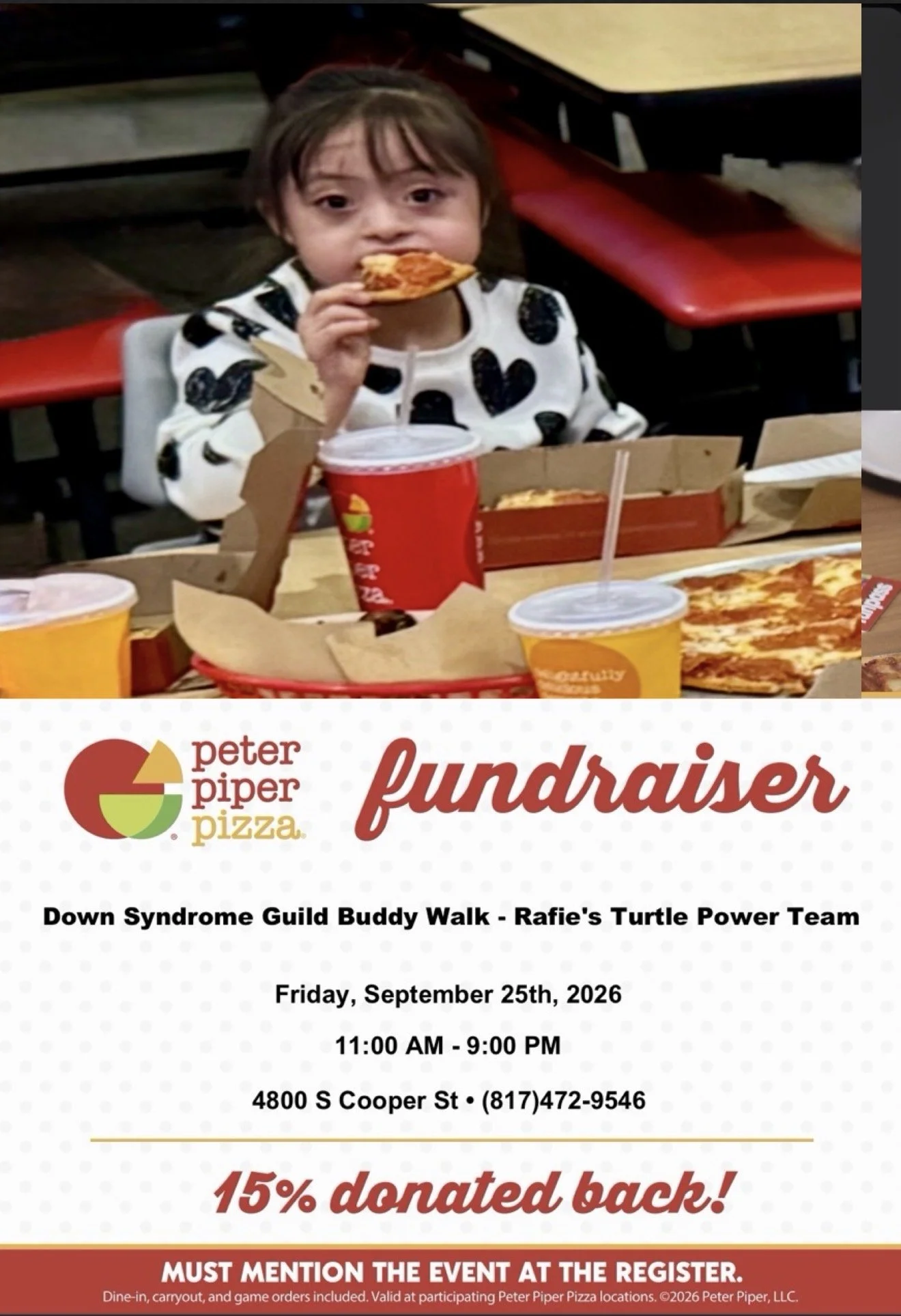 Peter Piper Pizza Fundraiser – Rafie’s Turtle Power Team