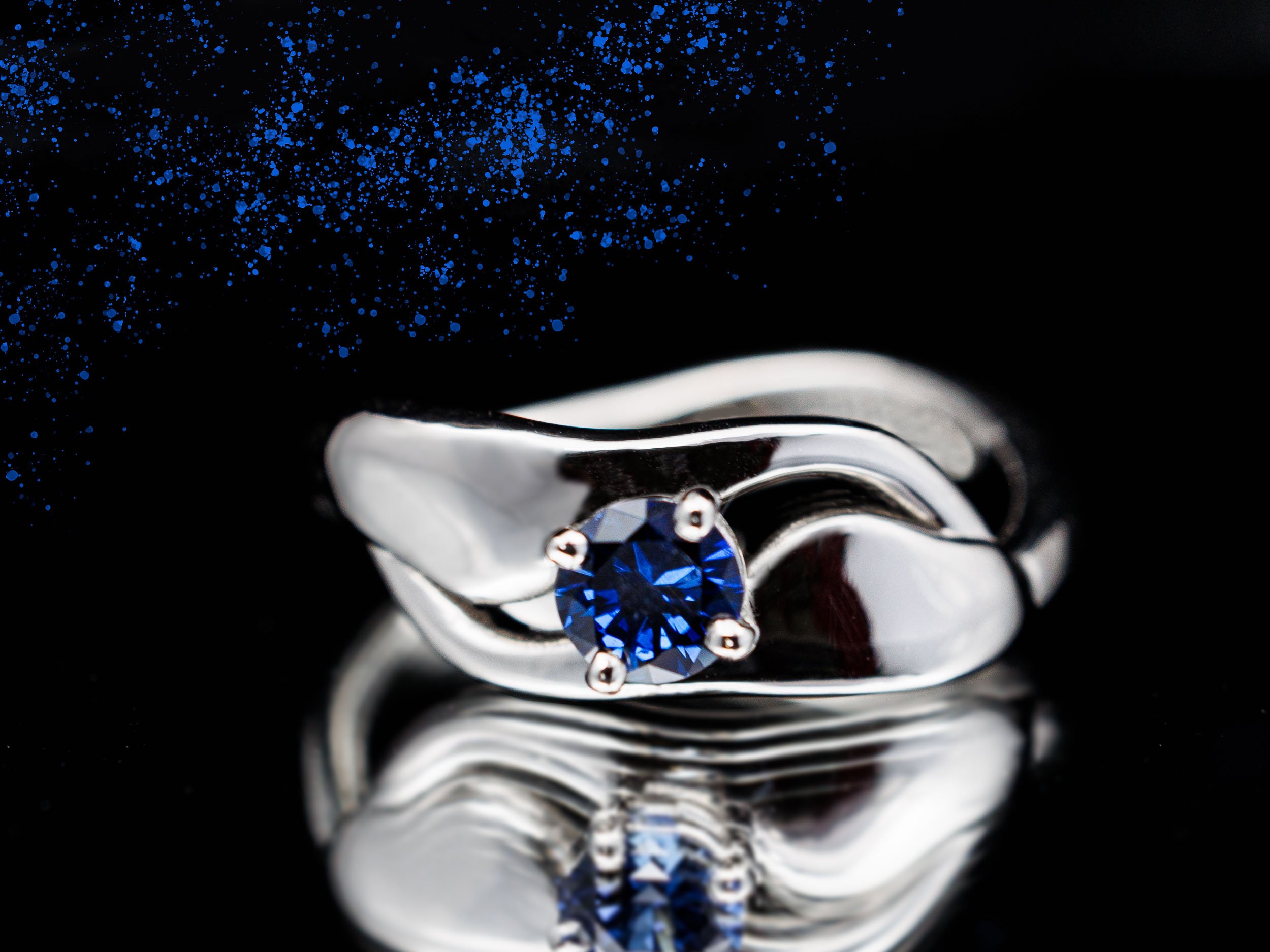 bague de fiançailles personnalise-saphir bleu