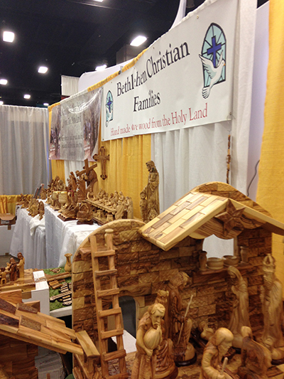 Cool wood structures from this booth. Don’t know if they’d like Antonio touching them, though.