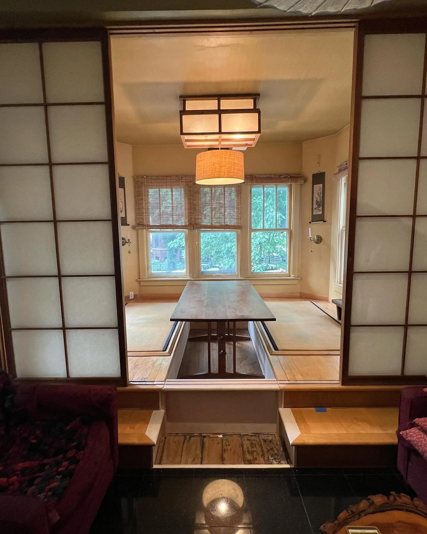 While visiting my Uncles in Chicago last spring, they asked if I could help to make their dining space more accessible. The original Japanese style room was designed by my uncle Blair in 1989. 35 years later, climbing in and out of the recessed seati