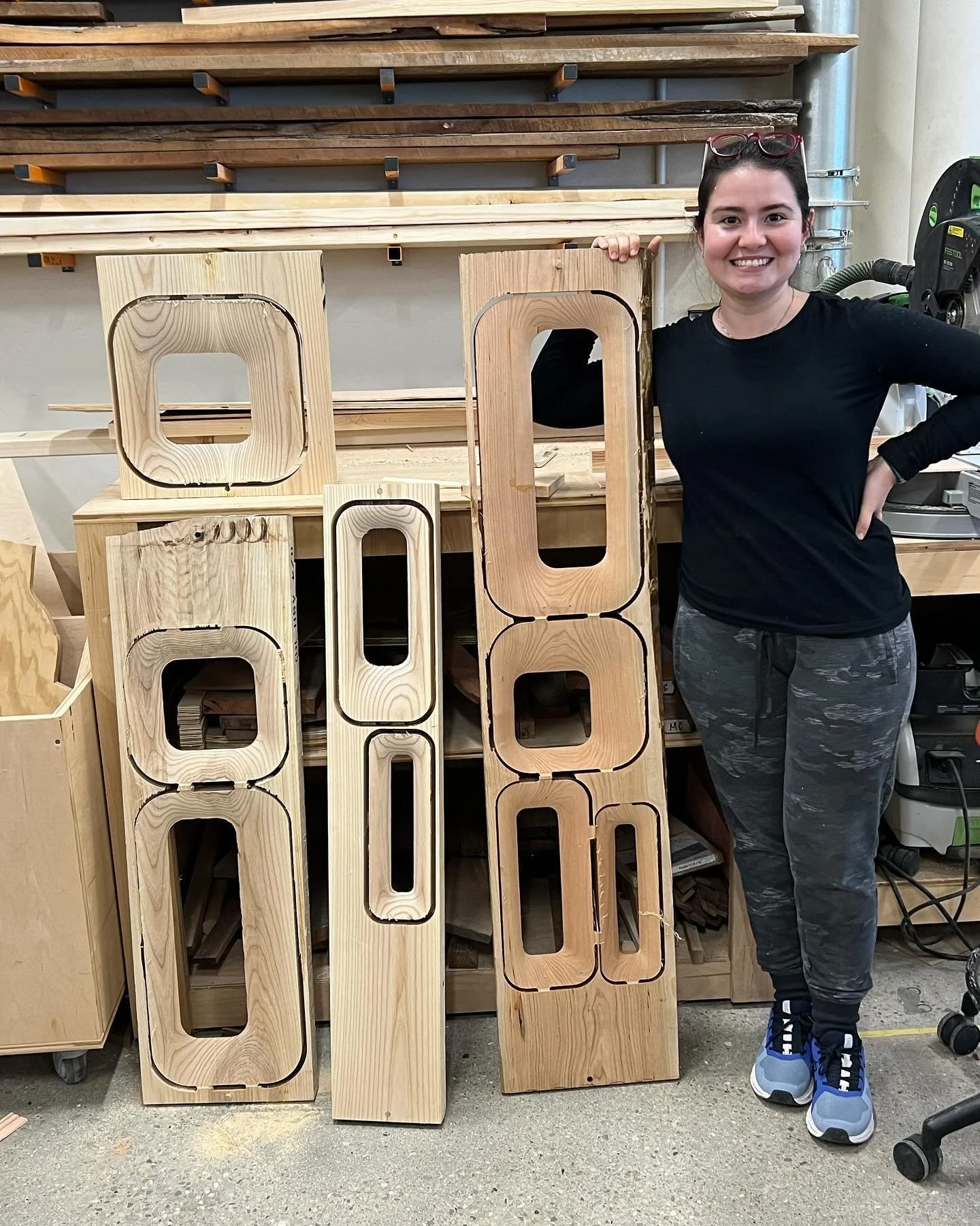 The process involves modeling the screens in Rhino with SubD components. The parts need to fit within milled 8/4 material. The wholes are broken into parts based on grain direction and size Tool pathing is done with RhinoCAM and milled on an @shopsab
