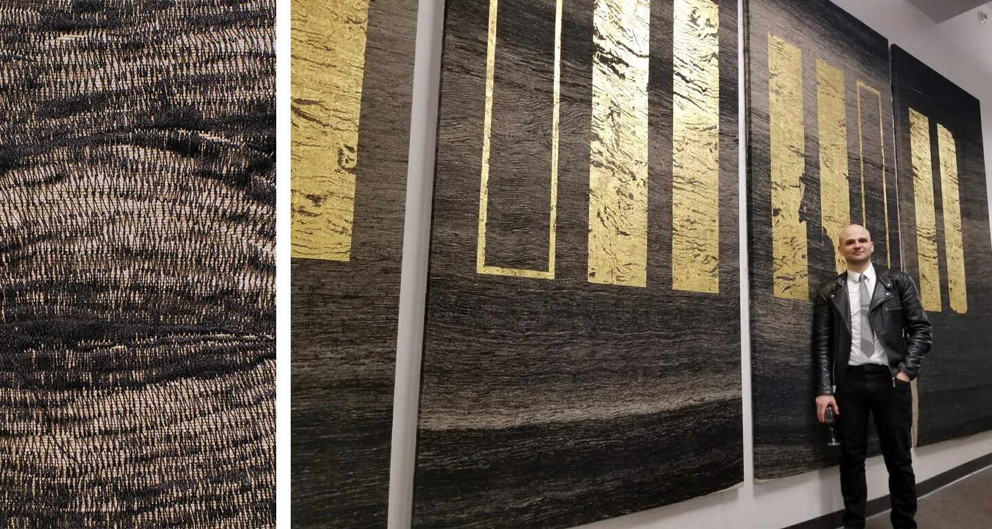 Next Year You’ll Wish You Started Today, 2018. 72 miles poly thread, 24kt gold on linen 240 x 120 inches
