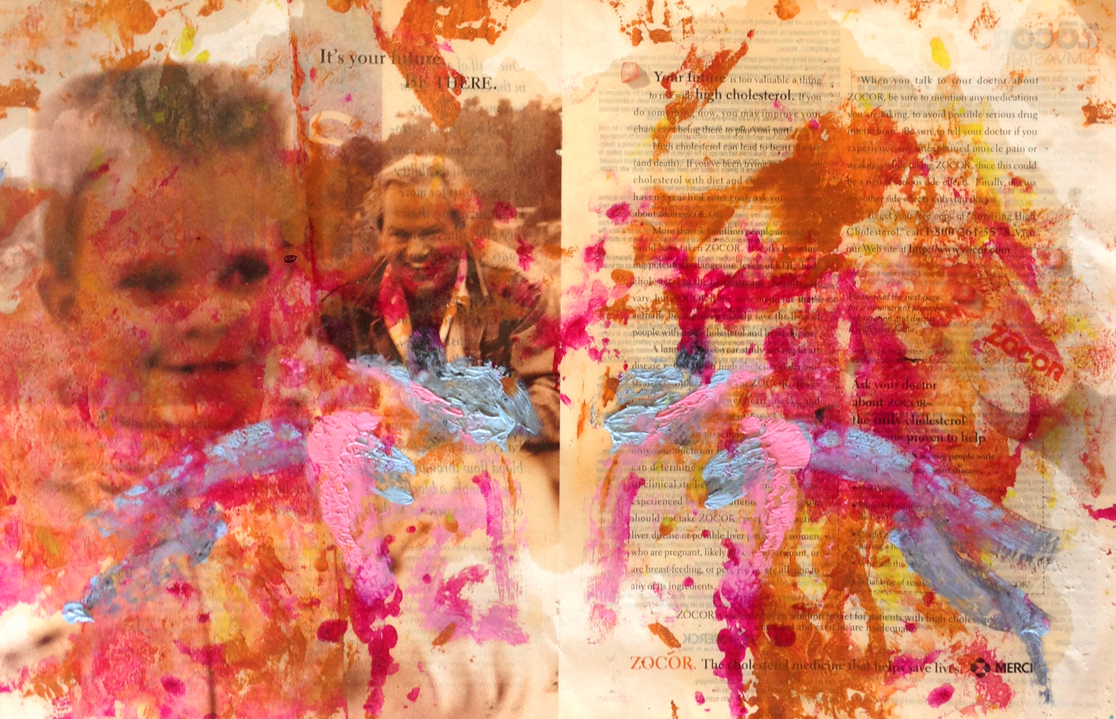 Jeff Ostergren, It's Your Future, Be There - Oil Paint and Pharmaceuticals on Magazine Ad - 2015 - 11.5" x 17"