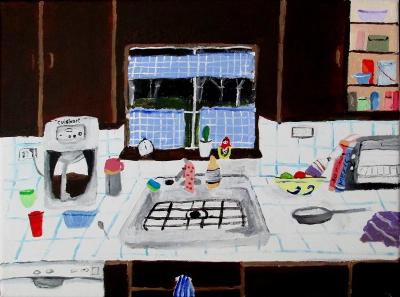 Polly Shindler, Early Morning Riser, 2017, acrylic on canvas, 9" x 12"