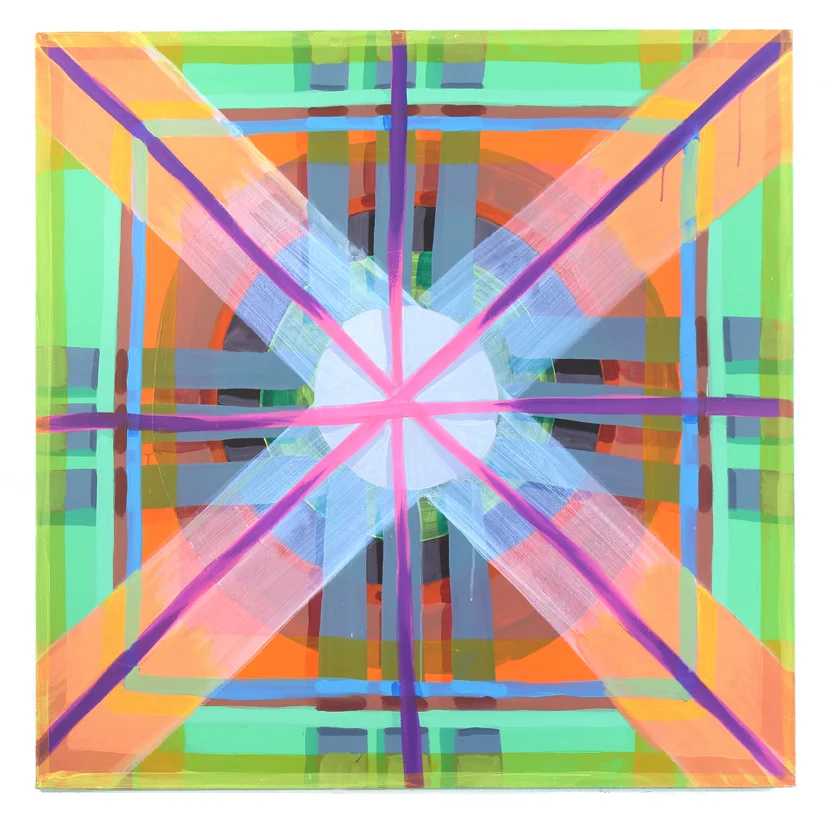 Cat Balco, Om Halt , acrylic and flashe on canvas, 48" x 48," 2017