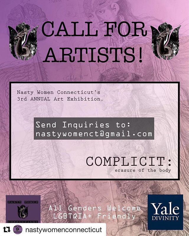 #Repost @nastywomenconnecticut with @get_repost
・・・
Our annual open call is here. Submit your work now and join us! Link in profile. Thank you @yaledivinityschool for hosting us in collaboration and solidarity. Free and welcome to all! #metoo #compli