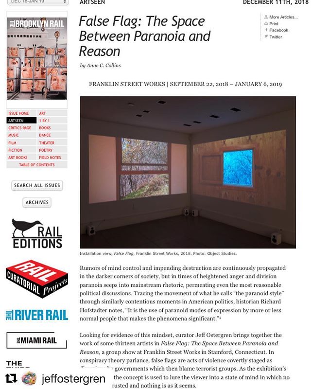 Another glowing review for @jeffostergren &lsquo;s &ldquo;False Flag&rdquo; in @brooklynrail !!! Listen to his interview on The First Stop in Apple Podcasts. It&rsquo;s the first episode.  #Repost @jeffostergren with @get_repost
・・・
Thank you to #Ann
