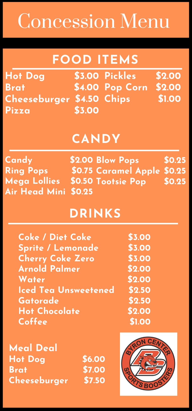 Concessions Corner — Byron Center Sports Boosters