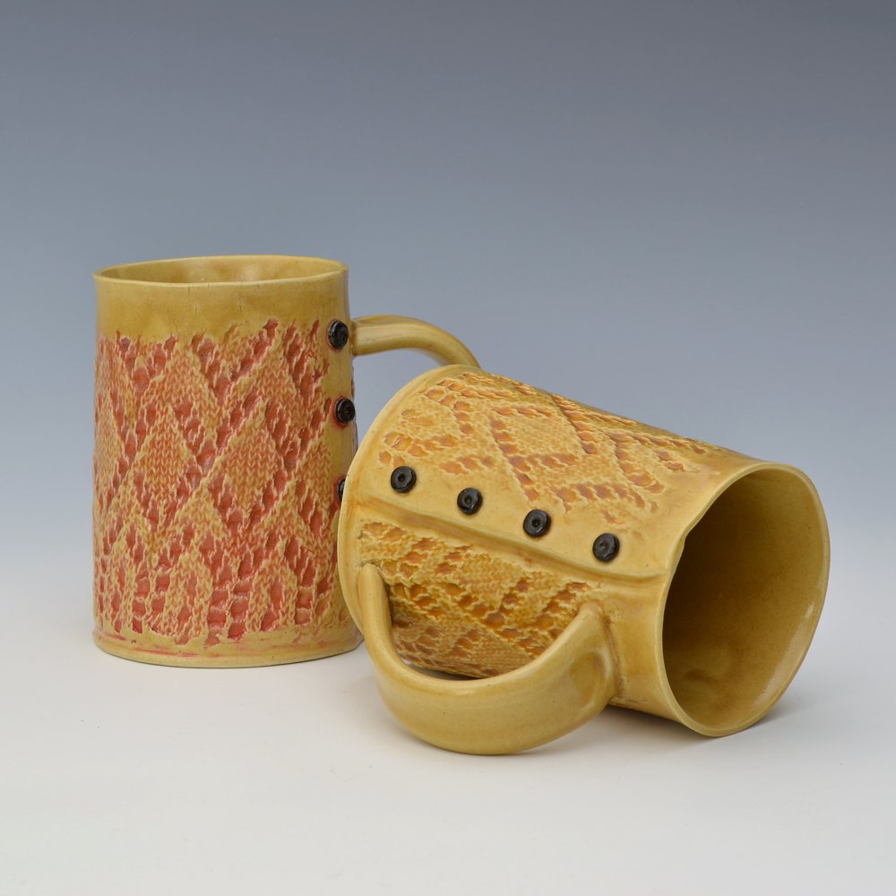 Lace Knitted mug Handmade ceramic mug MADE to ORDER — Creative with clay