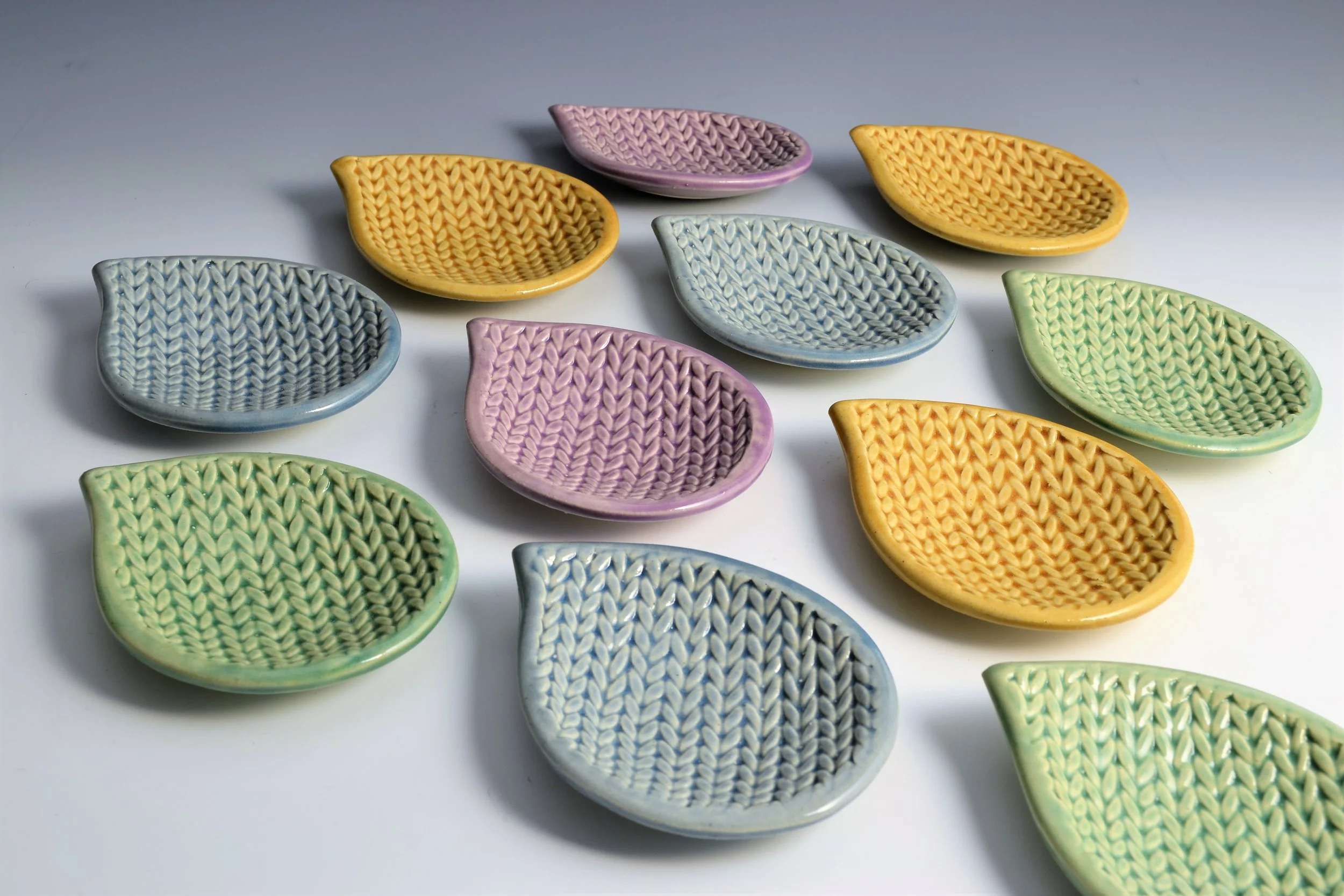 Paisley tear Drop dishes with Knitting Pattern MADE TO ORDER