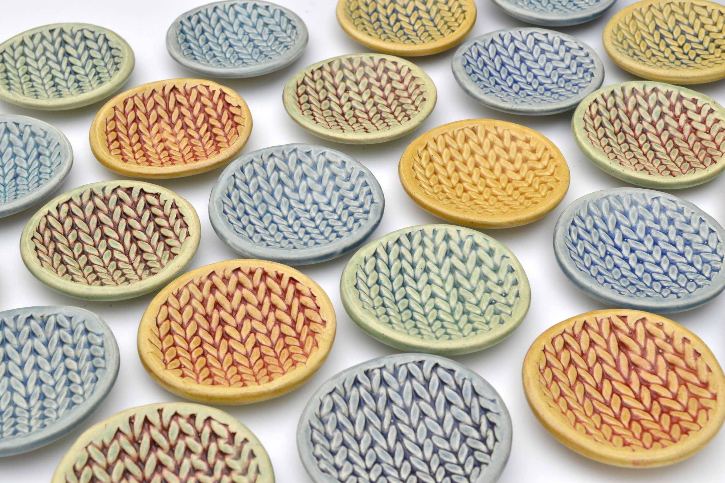 Set of 4 Knitted Dishes for teabags, knitting notions MADE TO ORDER