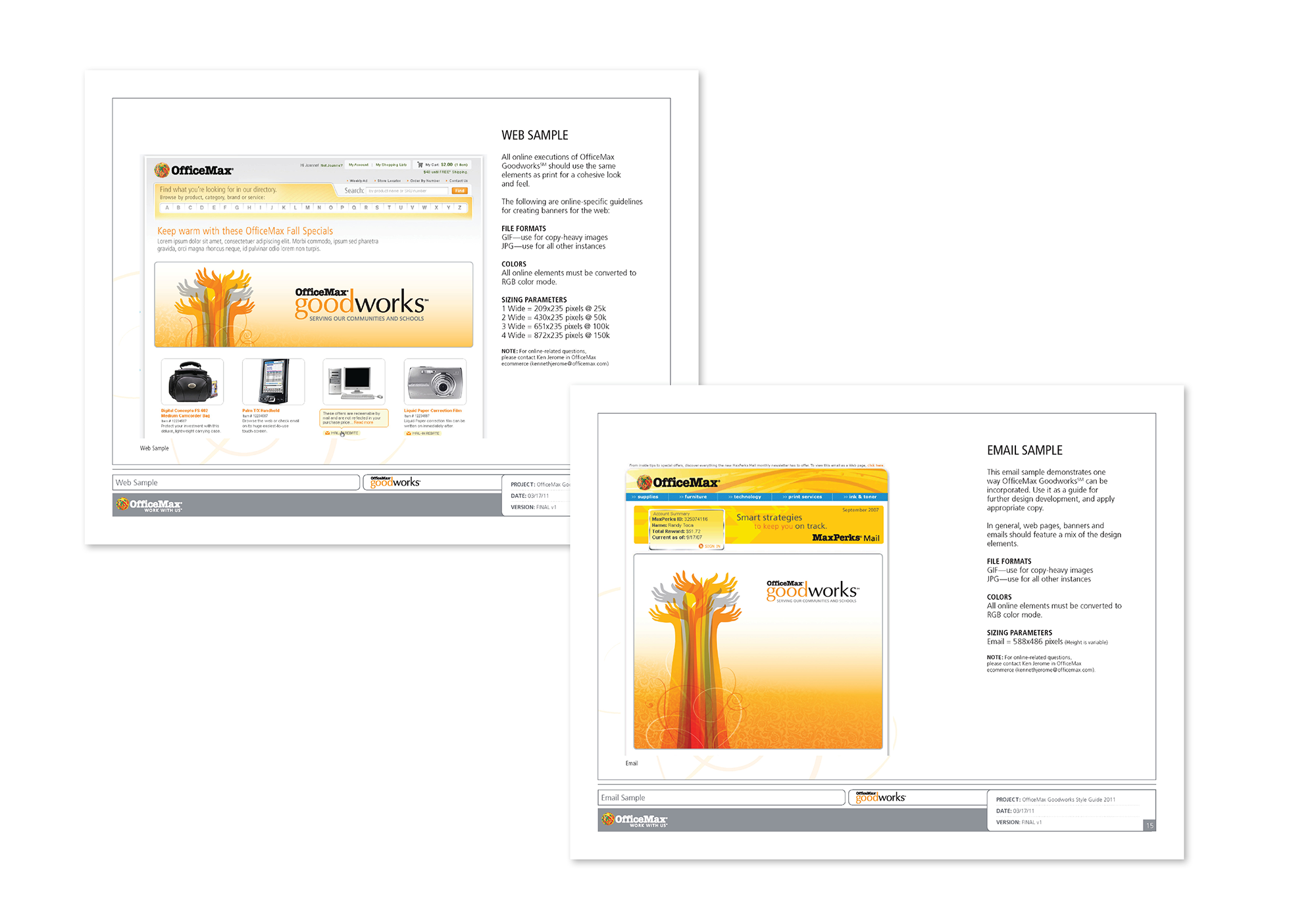 OFFICEMAX GOODWORKS WEB AND EMAIL SAMPLES