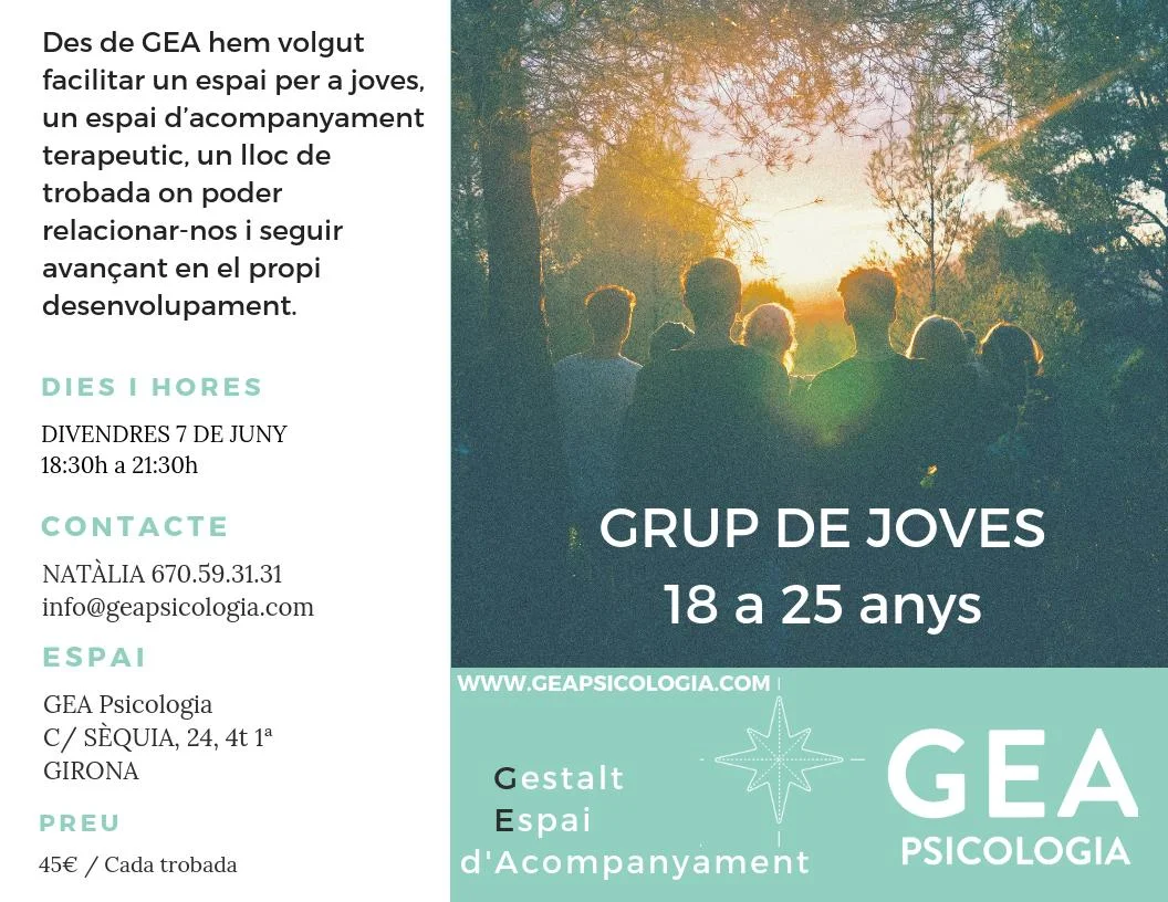 Grup de joves (18 a 25 anys) a Girona - propostes grupals de GEA Psicologia
