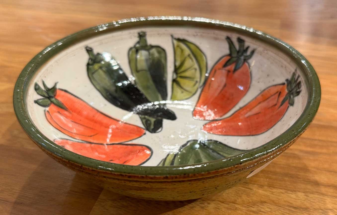 Wheel thrown, hand painted pottery by Lauren Peterson.