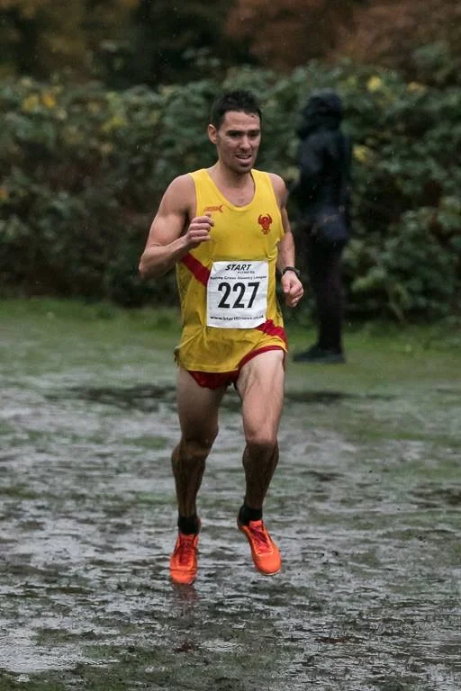 David takes part in the Surrey League cross country championships for Hercules Wimbledon. Here he is taking part in the Wimbledon Common cross country race