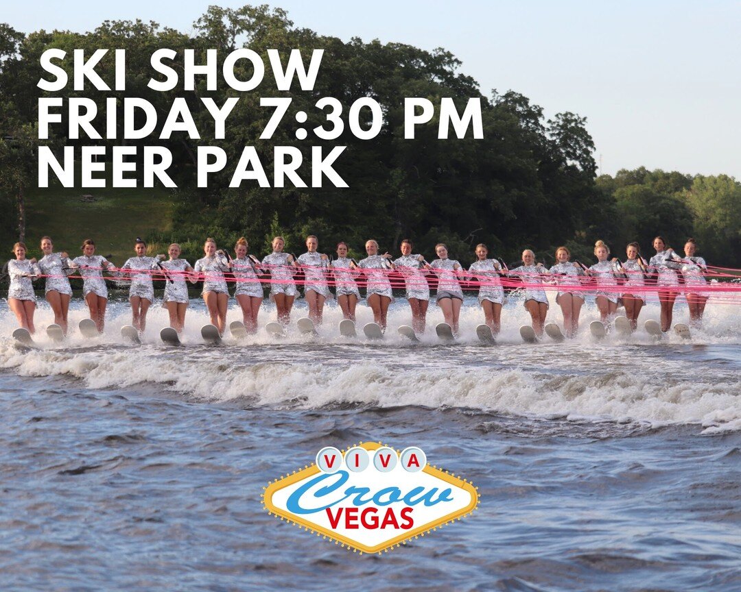 SKI SHOW ON FRIDAY!

Join us at 7:30 pm in Neer Park - New London, MN for our final show before we head to the Midwest Regional Show Ski tournament! Buy tickets online at littlecrow.com or on site - 
$3 students, $5 adults and $8 for reserved bleache