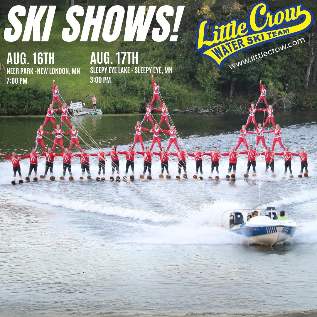 Join us this weekend on Friday &amp; Saturday --

Friday - August 16th - Neer Park, New London,  7:00pm
Saturday - August 17th - Sleepy Eye Lake, Sleep Eye, 3:00pm

See you then!