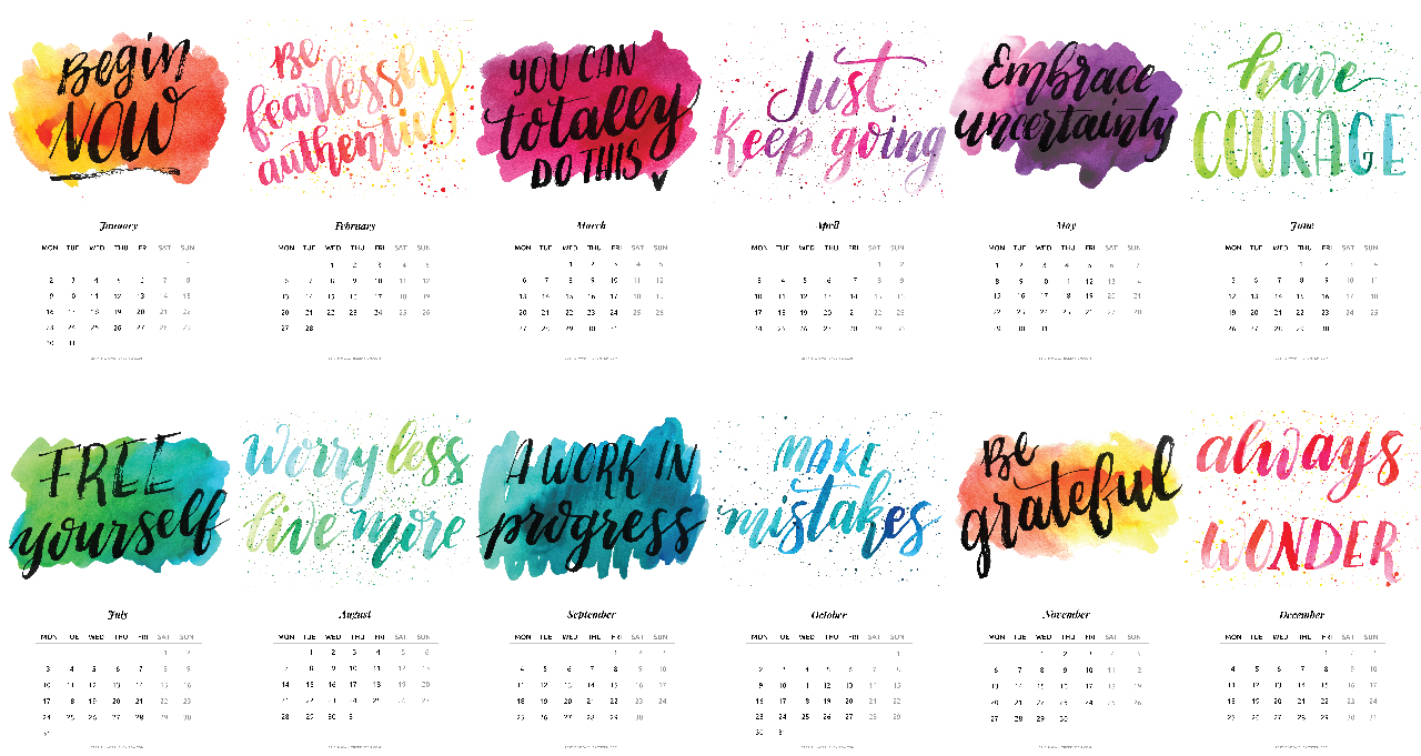 Calendario 2017 Con Frases De Inspiración- GRATIS