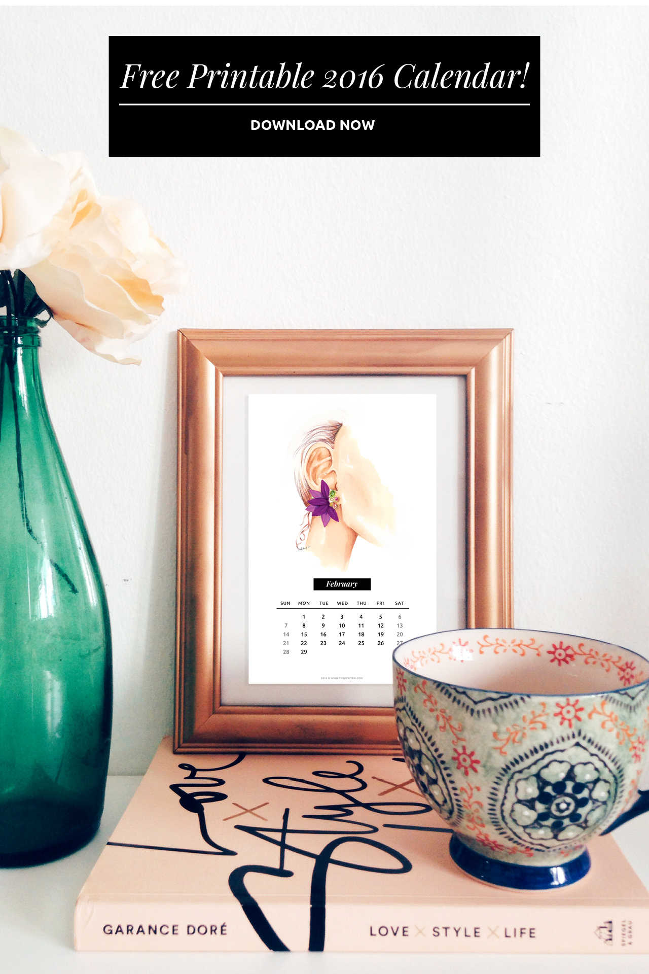 Calendario Ilustrado 2016 Gratis // Calendario ilustrado GRATIS del 2016 que puedes utilizar para planear tus metas o para regalar a tus amigos esta Navidad. ¡DESCARGALO AHORA!
