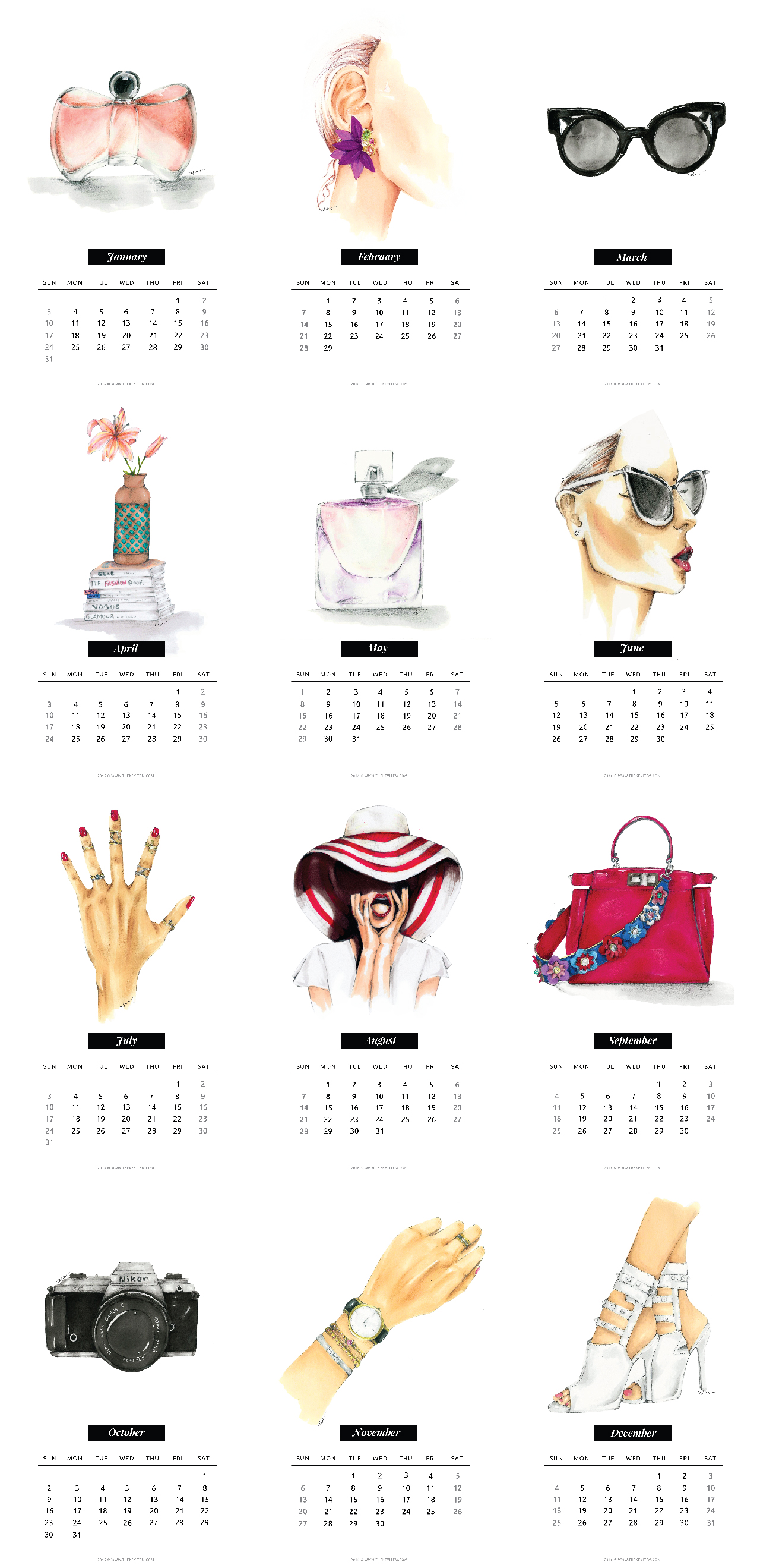 Calendario Ilustrado 2016 Gratis // Calendario ilustrado GRATIS del 2016 que puedes utilizar para planear tus metas o para regalar a tus amigos esta Navidad. ¡DESCARGALO AHORA!