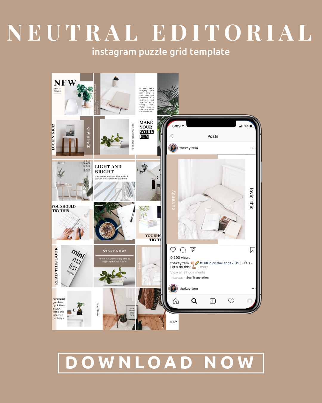 Neutral Editorial - Plantilla Feed de Rompecabezas para Instagram — The ...