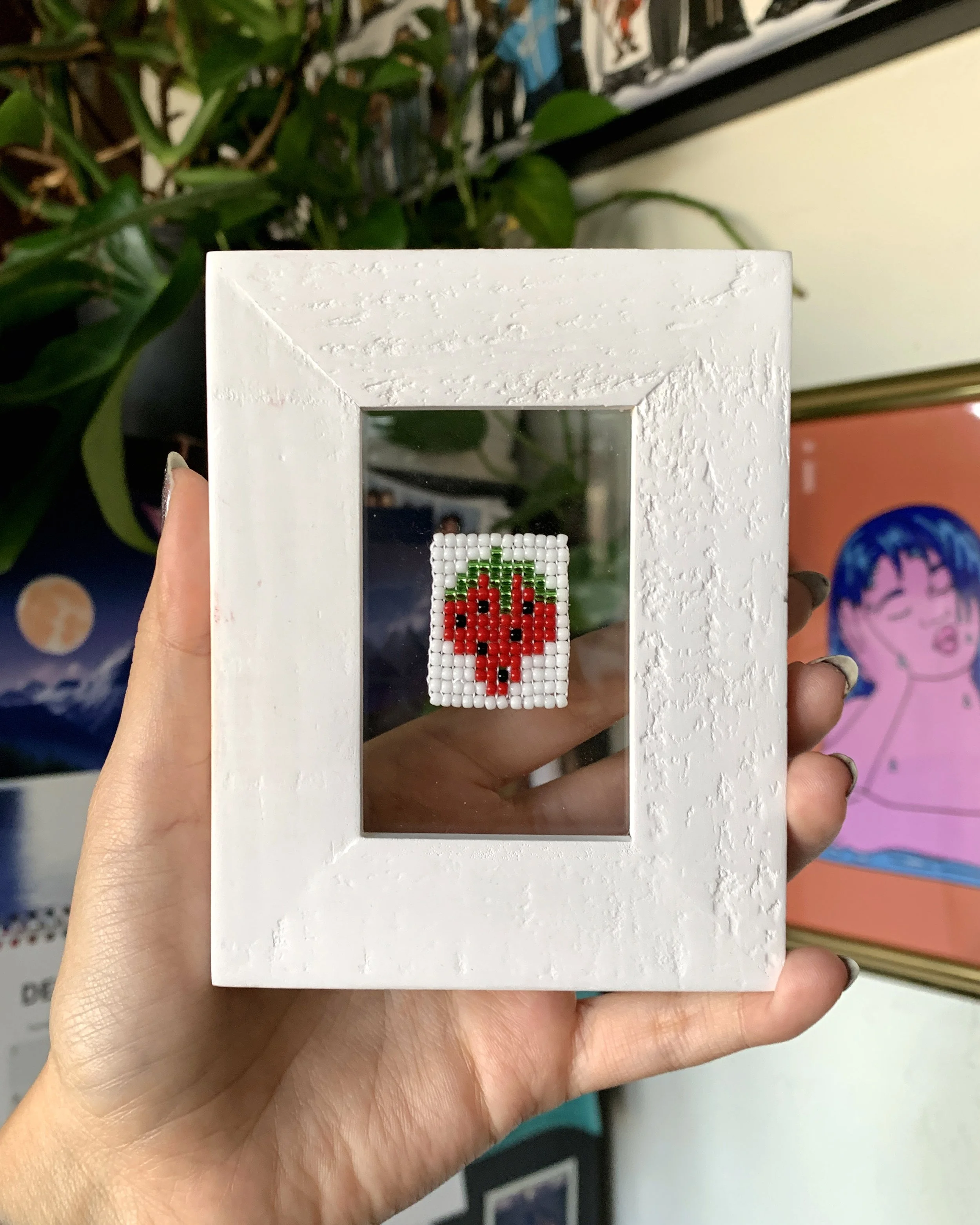 Mini Loom Beaded Strawberry Piece