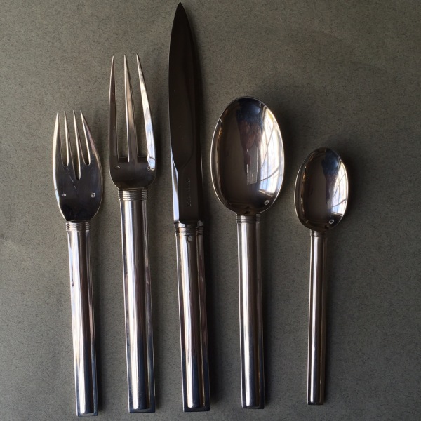 Amazing 5 piece Puiforcat Cannes Cutlery Set Sterling Silver